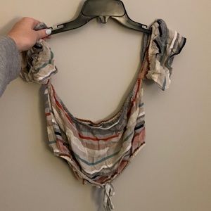 American Eagle Outfitters-Striped Off The Shoulder Shirt